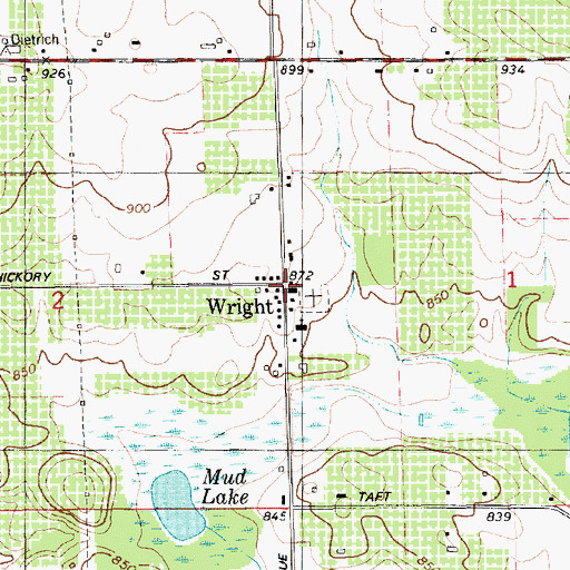 Topographic Map of Wright Post Office (historical), MI