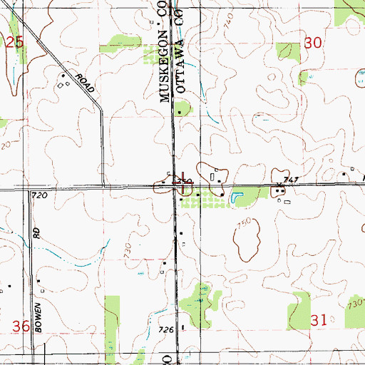 Topographic Map of Six Corners Post Office (historical), MI