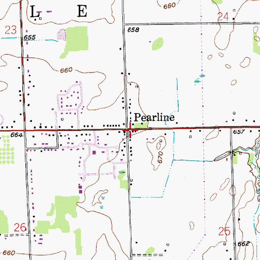 Topographic Map of Pearline Post Office (historical), MI