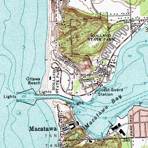 Topographic Map of Ottawa Beach Post Office (historical), MI