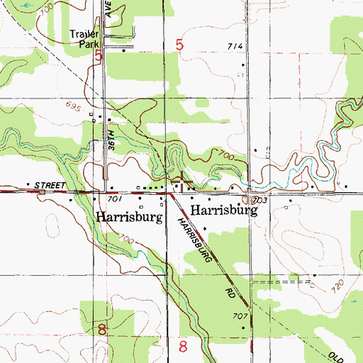 Topographic Map of Harrisburg Post Office (historical), MI