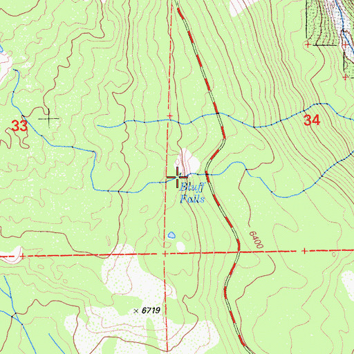 Topographic Map of Bluff Falls, CA
