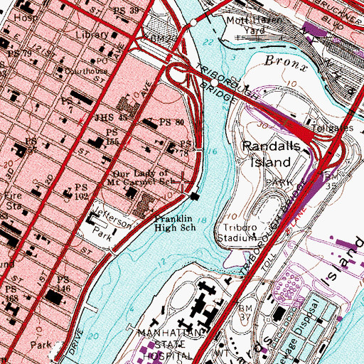 Topographic Map of East River Plaza Shopping Center, NY