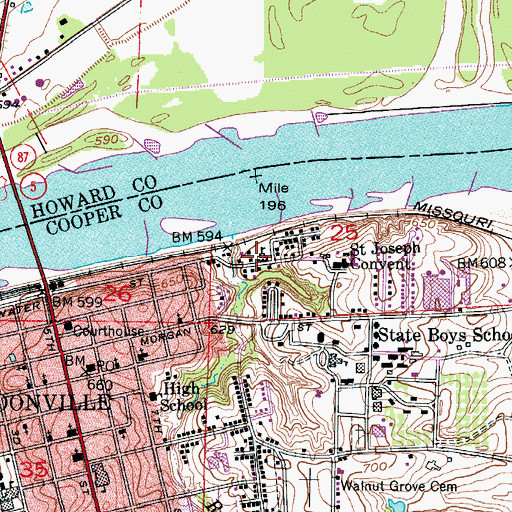 Topographic Map of Sumner School (historical), MO