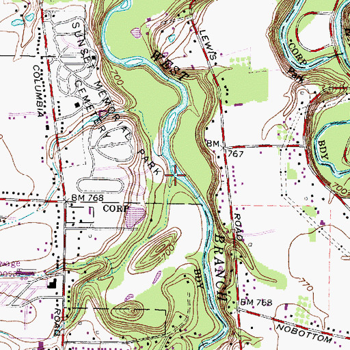 Topographic Map of Minnie Creek, OH