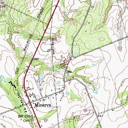 Topographic Map of Minerva-Midway Cemetery, TX