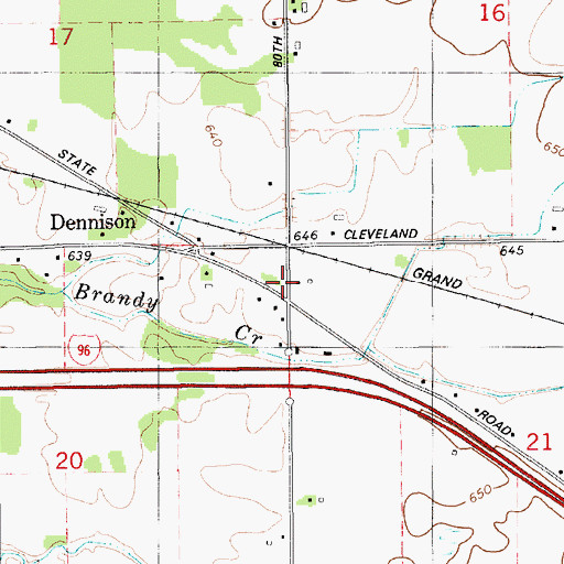 Topographic Map of Dennison Post Office (historical), MI