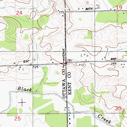 Topographic Map of Debri Post Office (historical), MI