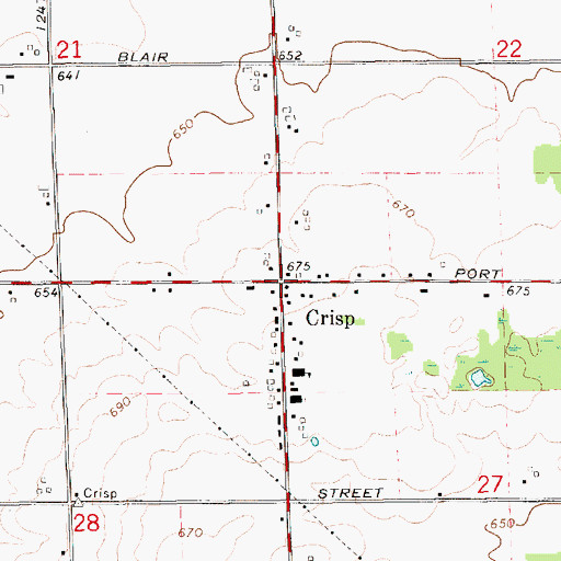 Topographic Map of Crisp Post Office (historical), MI