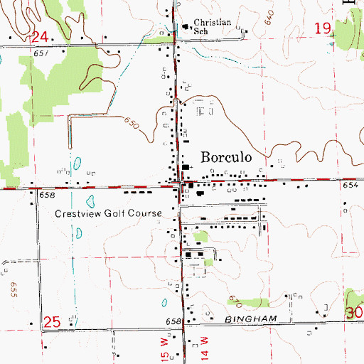 Topographic Map of Borculo Post Office (historical), MI