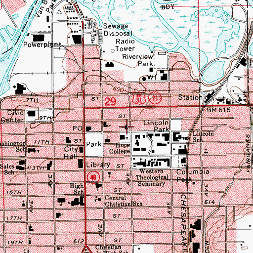 Topographic Map of Pillar Christian Reformed Church, MI