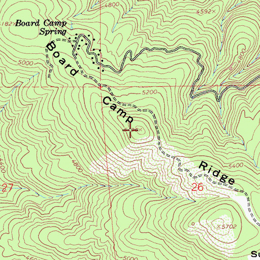 Topographic Map of Board Camp Ridge, CA