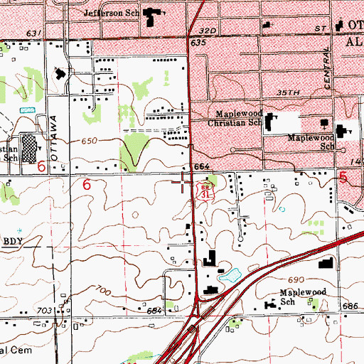 Topographic Map of Resurrection Life Church, MI