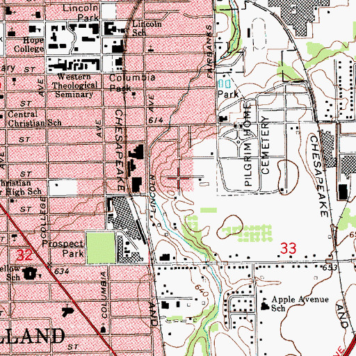 Topographic Map of Church of God of Prophecy, MI