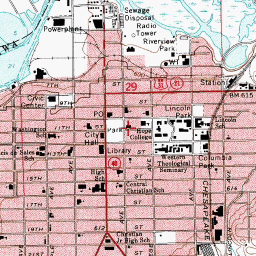 Topographic Map of Central Avenue Christian Reformed Church, MI