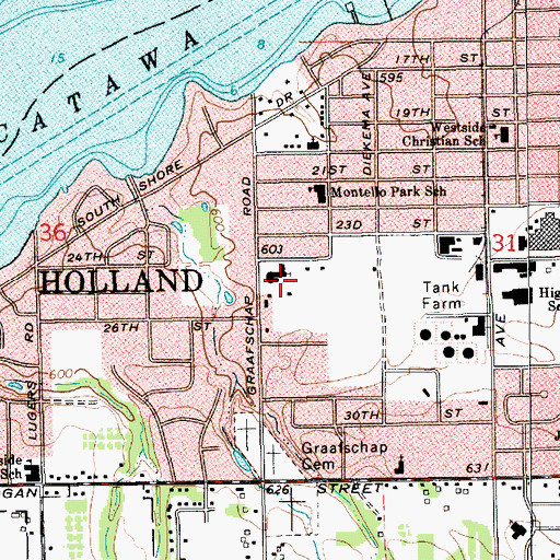 Topographic Map of Christ Memorial Reformed Church, MI