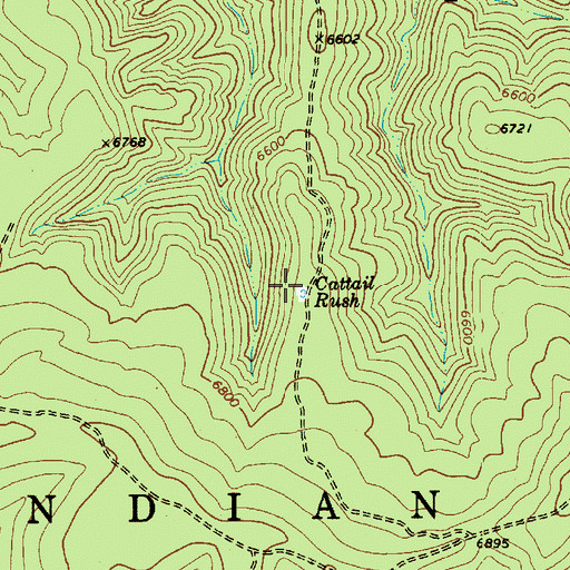 Topographic Map of Cattail Rush, AZ