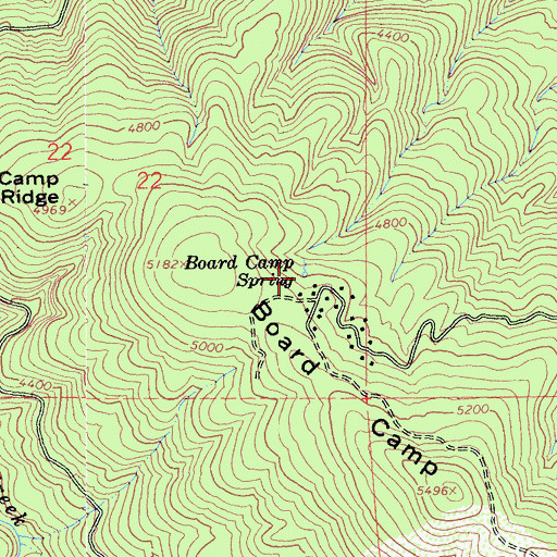 Topographic Map of Board Camp Spring, CA