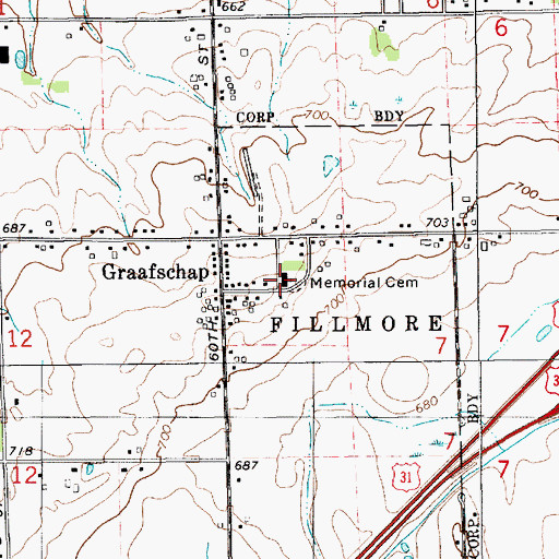 Topographic Map of Graafschap Reformed Church, MI