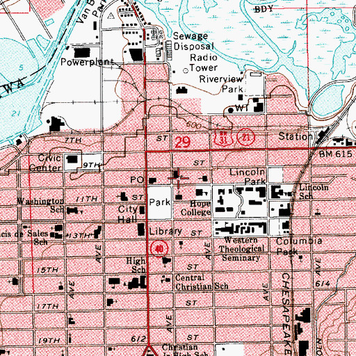 Topographic Map of Baha'i Faith of Holland, MI