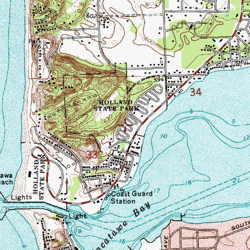 Topographic Map of Lake Macatawa Campground, MI