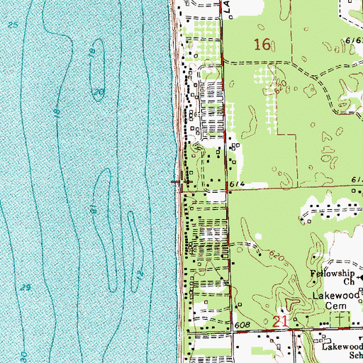 Topographic Map of Tennessee Beach, MI