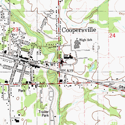 Topographic Map of Coopersville Junior High School, MI