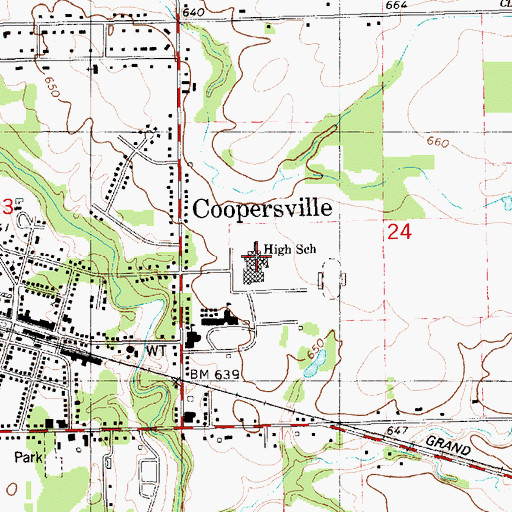 Topographic Map of Coopersville High School, MI
