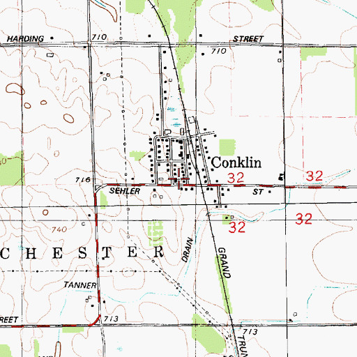 Topographic Map of Conklin Reformed Church, MI