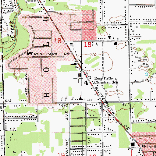 Topographic Map of Rose Park Baptist Church, MI