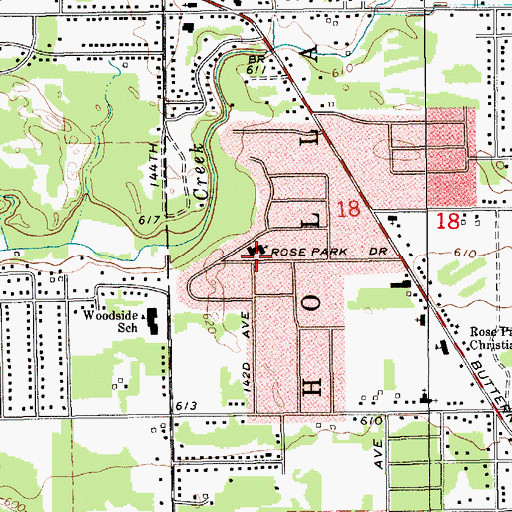 Topographic Map of Rose Park Reformed Church, MI