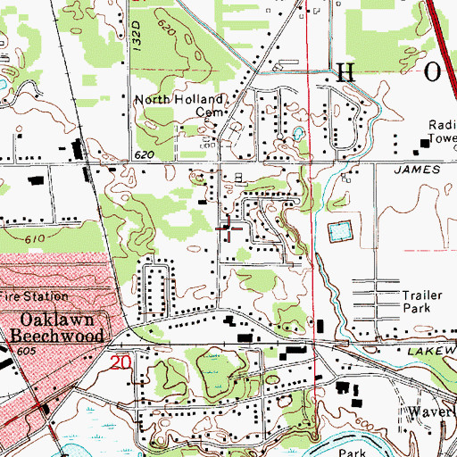 Topographic Map of Holland Church of Christ, MI