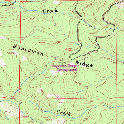 Topographic Map of Boardman Ridge, CA