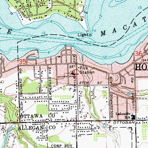 Topographic Map of Central Park Reformed Church, MI