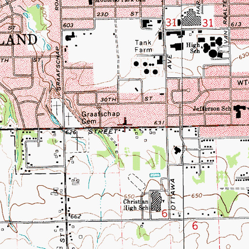 Topographic Map of Calvary Baptist Church, MI
