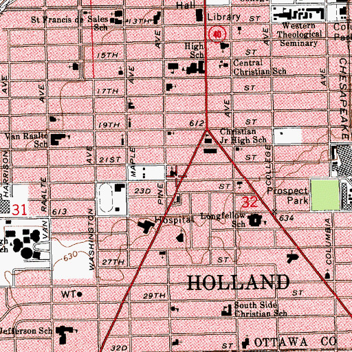Topographic Map of Immanuel Baptist Church, MI