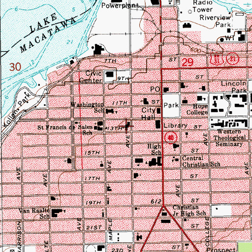 Topographic Map of Third Reformed Church, MI