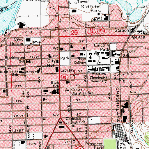 Topographic Map of Missionary Church of Christ, MI