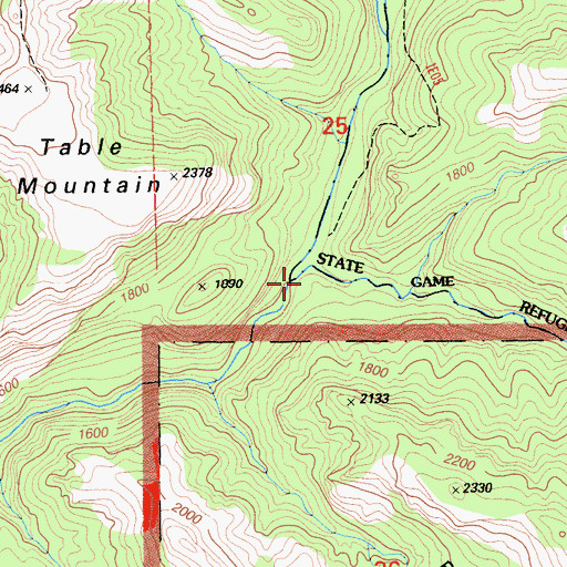 Topographic Map of Boat Gunwale Creek, CA
