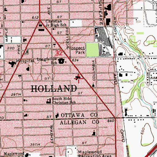 Topographic Map of First Reformed Church, MI