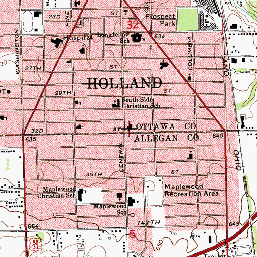 Topographic Map of Bethany Christian Reformed Church, MI