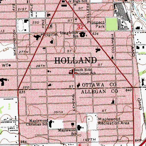 Topographic Map of Lakeshore Vineyard Christian Church, MI
