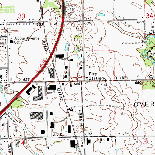 Topographic Map of Covenant Presbyterian Church, MI