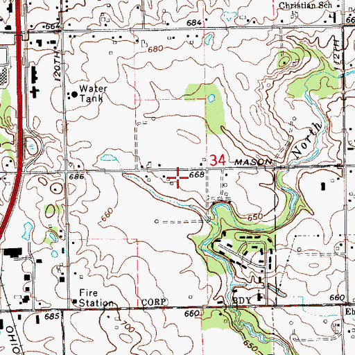Topographic Map of Holland Baptist Church, MI