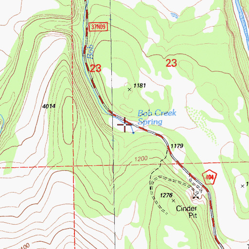 Topographic Map of Bob Creek Spring, CA