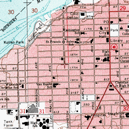 Topographic Map of Sixteenth Street Residential Facility, MI