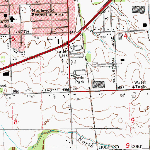 Topographic Map of Lincoln Estates Mobile Home Park, MI