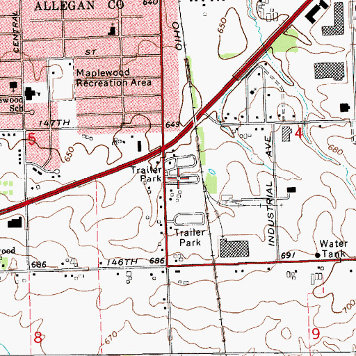 Topographic Map of Willow Park Mobile Home Park, MI