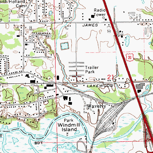 Topographic Map of Windmill Mobile Home Park, MI