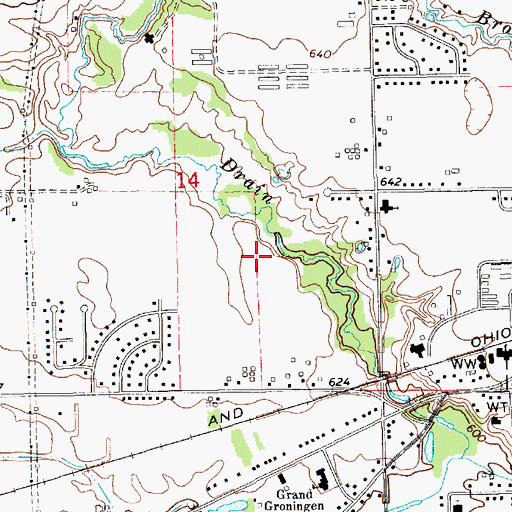 Topographic Map of New Life Fellowship Church, MI